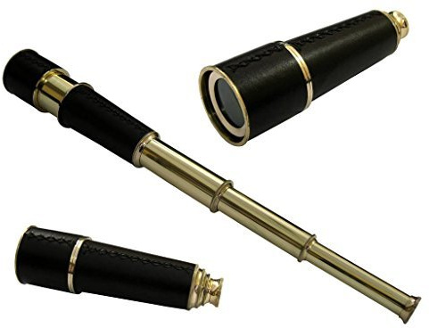 Nautisches Piratenteleskop aus Messing, schwarzes Leder, Nachbildung, Piratenmotiv, Royal Navy, Spyglass, Taschenteleskop – 45,7 cm lang, rustikal, Vintage, Heimdekoration, Geschenke