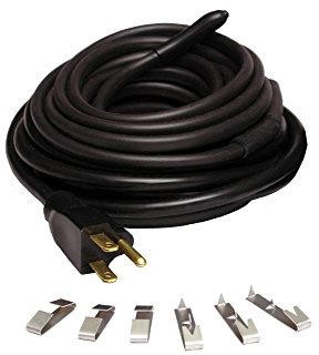 Wrap-On Roof and Gutter Deicing Cable - 250' Black Electric Heating Cord with 3 Prong Plug & 120 Volt Operation - 14251