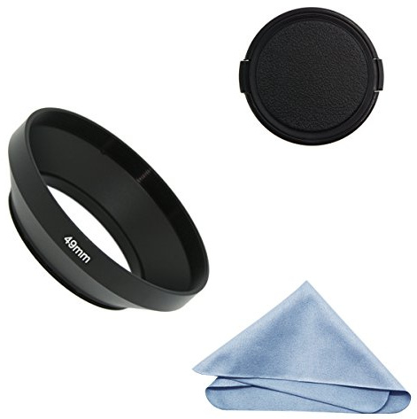 SIOTI Grand Angle Métal Pare-Soleil avec Chiffon de Nettoyage et Capuchon d'objectif Compatible avec Leica/Fuji/Nikon/Canon/Samsung lentille à Filetage Standard
