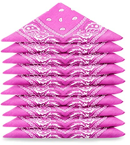 KARL LOVEN Bandanas Pack 100 % bomull Paisley halsduk huvud hals halsduk – 5-pack eller 20-pack, ROSA, 10 Per förpackning