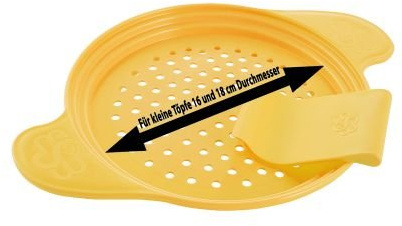 Spätzle-Sieb und Reibe für kleine Töpfe Muxel Spätzlewunder der Ersatz für Spätzlehobel oder Presse, gelb