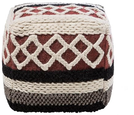 Beliani Puf Multicolor de algodón Trenzado macramé Boho rústico Sagar