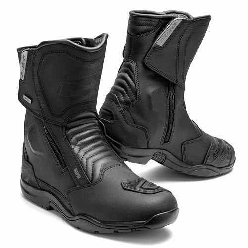 OZONE MOTO Rapid Motorradstiefel Herren und Damen | PU Leder | Hipora Membran | Zwei Lange Reißverschlüsse | Verstärkte Zehen, Fersen und Knöchel | Doppel und Dreifachnähte