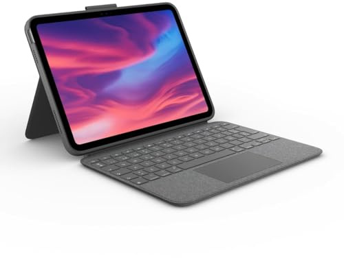 Logitech Combo Touch, Funda con Teclado extraíble para iPad (10.a generación) y A16 Gran trackpad de precisión, Teclado retroiluminado de tamaño Normal y tecnología Smart Connector,QWERTY ESP - Gris