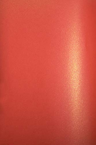 Netuno 20x Bastelkarton Perlmutt Rot DIN A4 21 x 29,7 cm 280g Aster Metallic Ruby Gold Effekt Karton Rot mit Goldpartikeln Pearlkarton Schimmer Perlglanz Bastel Karton zum Basteln Dekorieren