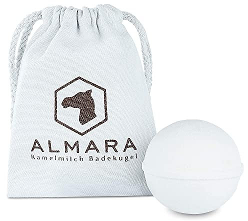 Almara 2er Set Deluxe Kamelmilch Cremebad Geschenk, Badekugel Geschenkset, Badebomben, Badeperlen, Bath Bomb, Badekugeln, Badezusatz für die Badewanne Amber 2x180g