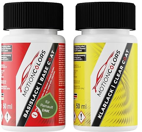 MOTIONCOLORS Vert Printemps Metallic/Kaktus Grün Metallic DNK für Renault Autolack Lackstift Set Basislack und Klarlack je 50ml