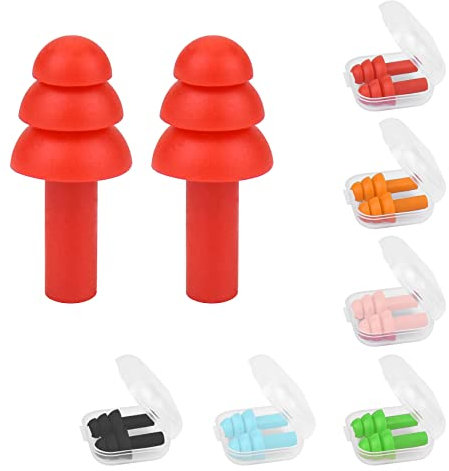 6 Pairs Multi Colour Soft Silicone Ear Plugs for Sleeping Noise Cancelling Reusable Earplugs for Sleep with Case Great for Swimming, Concerts, Hearing Protection, Travel, Snoring