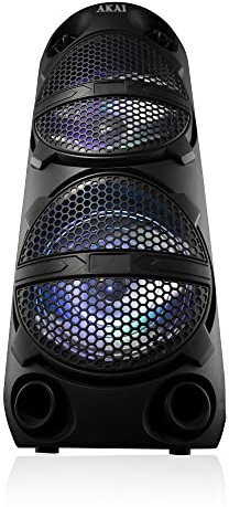 Akai A58194 Vibes Dual 6.5 Inch Party Speaker, Bluetooth Connectivity, Wireless And Portable, 8W, Black