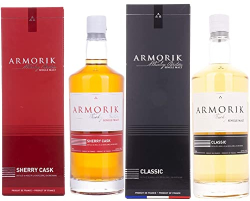 Armorik - Sherry Cask Bio - Whisky Single Malt - 46% Alcool - Origine : France/Bretagne - Bouteille 70 cl & Classic Bio - Whisky Single Malt - 46% Alcool - Origine : France/Bretagne - Bouteille 70cl