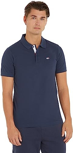 Tommy Jeans Polo Homme Manches Courtes TJM Slim, Bleu (Twilight Navy), XXL