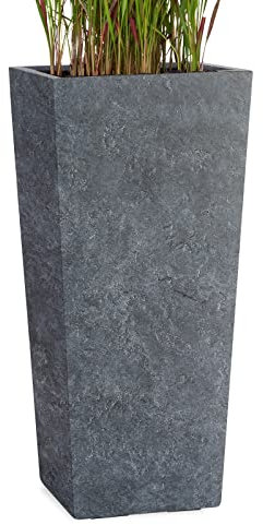 Pflanzwerk® Pflanzkübel Bodenvase Fiberglas Conic Lava ANTHRAZIT 50x23x23cm *Frostbeständige Blumenkübel* *Deutsche Premiumqualität* *Lotus-Effekt Imprägnierung*