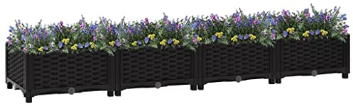WIFESE Arriate Exterior Negro 160x40x23 cm Polipropileno Robusta Macetero de Jardín Balcón Decorado Patio Terraza Jardinera Proporciona Amplio Espacio para Plantas Verduras Hierbas y Flores