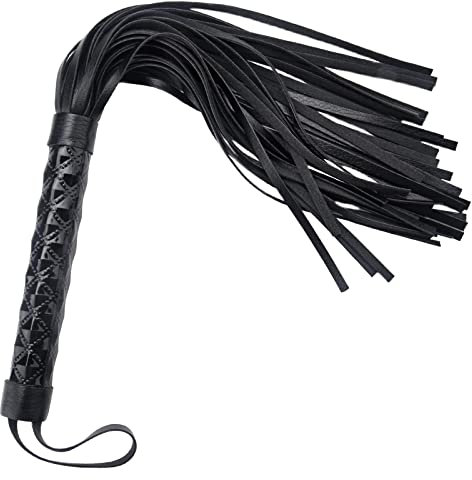 HENGBIRD Leder Reitgerte mit Fransen Schwarze 460mm/18,1 Zoll Peitsche Pferd Pferdepeitsche Gerte Pferd Leder Flogger für Tägliche Training Cosplay Spiele Pferd Springen Rennen