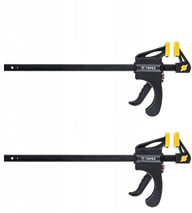 TOPEX Lot de 2 serre-joints à une main 300 x 60 mm, largeur de serrage 300 mm, profondeur de serrage 60 mm | Serre-joint à une main, pince à bois, pinces de serrage, pinces, précision