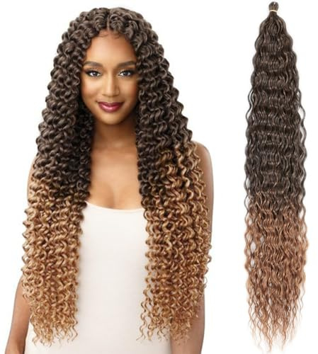Dsoar Deep Twist Virkat Hår Vattenvåg Twist Hårbuntar Syntetisk Lockig Fläta Hårförlängning Ombre Kinky Curl Fläta Hårstycke, 30 Inch 3 Förpackningar