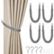 HOTUT Natural Cotton Rope Curtain Tiebacks, 4 Pack Hand Knitting Curtains Tied Rope, Elegant Boho Style Decorative Drape Tie Soft Rope Curtain Holdbacks with Metal Hook for Home & Office, Grey