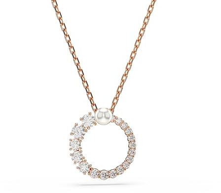 Swarovski Pendente Matrix, Crystal Pearl, Taglio Round, Bianco, Placcato color oro rosa