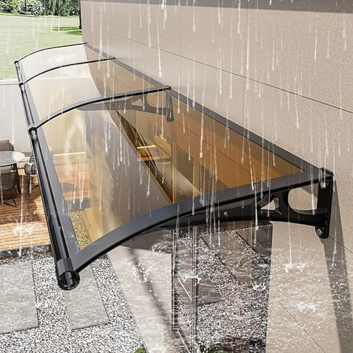 Toit Marquise En Polycarbonate Modern, Auvent De Fenêtre Avec Support, Auvent Marquise De Porche Pour Façades De Maison, Avant/Arrière Toiture Abri De Pluie,Marquise De Porte Avant-Toit(L80*W300cm/L32