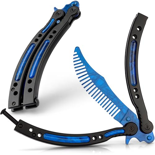 MAJESTY FOREST® Butterfly Trainer im CSGO-Stil – Edelstahl Balisong Trainer mit stumpfer Übungsklinge und E-Book zum Tricks lernen