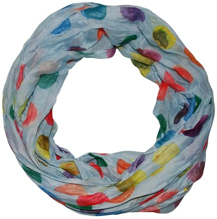 beybey® Damen Seide Loop Schal in herrlichen Farben und ein Batik Punkte Loopschal zum Verlieben Seidenschal (dx hellblau)