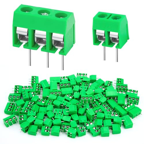 100 Stücke 5mm 2 Pin / 3 Pin PCB Mount Screw Terminal Block, PCB Schraubklemme Steckverbinder für Arduino, Anschluss für 26-18AWG Kabel (2 Pin-60, 3 Pin-40)