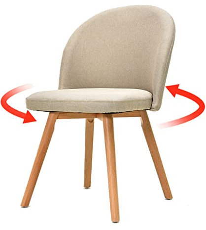 Drehstuhl aus Massivholz mit Stoffsitz, Arbeitsstuhl für Küche, Büro, Schlafzimmer, Make-up, unterstützt bis zu 175 kg (weiß, 42 x 42 x 82 cm)