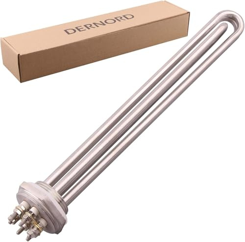 DERNORD 220V 9000W Heizelement 1-1/2 Zoll U Typ Brühwasser Heizung BSP Gewinde Edelstahlflansch mit schwarzer Abdeckung