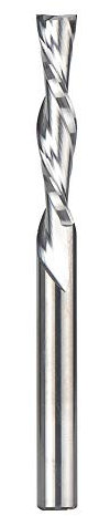 SpeTool 1/4 Inch Shank Down Cut Spiral Router Bit, 1-1/4 Inch Cutting Length, HRC55 Solid Carbide End Mill, Extra Long 3 Inch Total Length for CNC Wood Carving