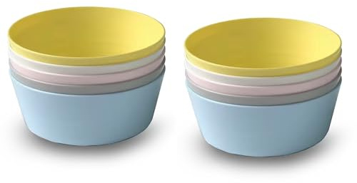 Pack of 6 Multi-Coloured Pastel Plastic Bowls - Lightweight BPA-Free Dishes for Kids, Parties, and Everyday Use - Dishwasher & Microwave Safe, Perfect for Serving Snacks, Cereal, and More (2)
