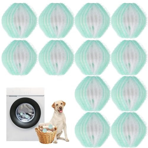 NEXROLA quita bolas de la ropa pack de 12, quita pelos mascota de alta eficacia quitamanchas y antienredos, atrapa pelos lavadora para quitar manchas/ablandar/proteger la ropa 12 x 9 x 3,5 cm(azul)
