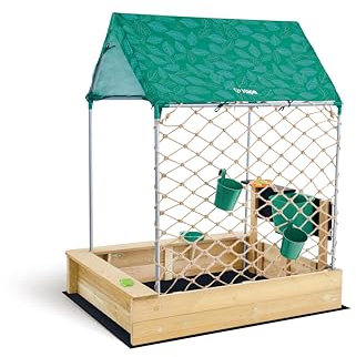 Hape Kit da Giardino per Bambini, Sabbiera, Cucina, cavalletto e Tetto Rimovibile, Giochi da Esterno per Bambini