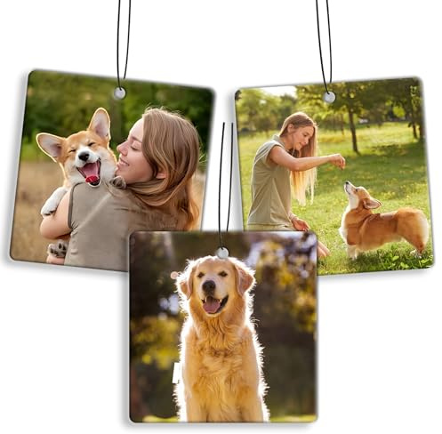 Individueller Auto-Lufterfrischer mit Foto & Text – Doppelseitig bedruckbar, Duft Auto Personalisierte Foto-Lufterfrischer, für Geburtstag, Auto oder Zuhause, Geschenk,Familie (Quadrat)