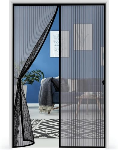 Moustiquaire Porte Magnétique 75x210, Fermeture Automatique, Mailles Fines, Anti-Moustiques et Anti-Poussière, Rideau Pour Porte et Fenêtre