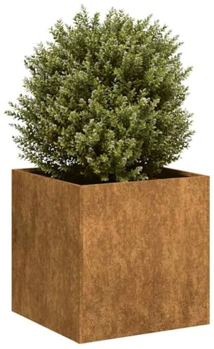 Maceta Oxidada de Acero Resistente a la Intemperie, Jardineras de Exterior, Huerto Urbano, Macetas para Balcón, 40x40x40 cm