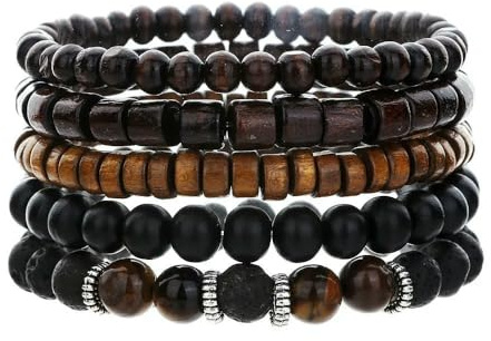 ZBDP flerskikts Buddha trä pärla armband set herr retro stil flera lager elastisk tråd justerbart träarmband