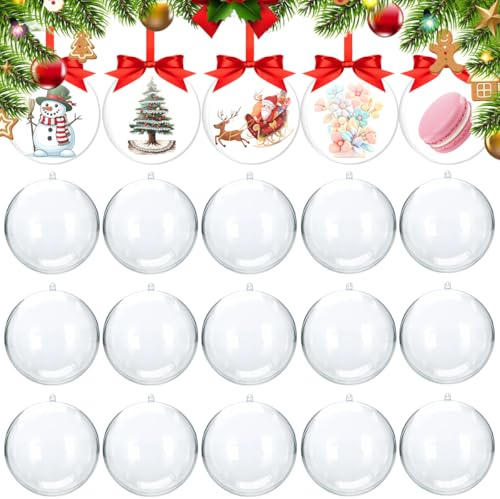 20 Stück Weihnachtskugeln Zum Befüllen,8CM,Plastikkugeln Zum Befullen,Kugeln Zum Befullen,Christbaumkugeln Zum Bemalen,für Weihnachtsdekoration, Basteln,Fotokugel Weihnachten