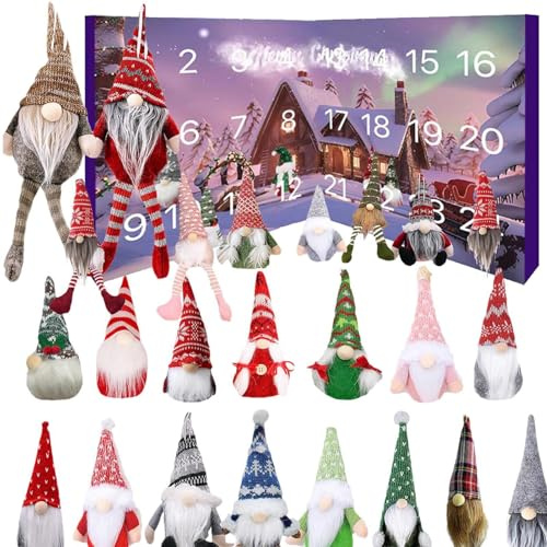 Wichtel Adventskalender 2025, 24 Tage Weihnachten Countdown Kalender mit 24 Wichtel Puppen, Christmas Wichtels Dekorative Figuren, Plüsch Gnome Spielzeug für Kinder und Erwachsene