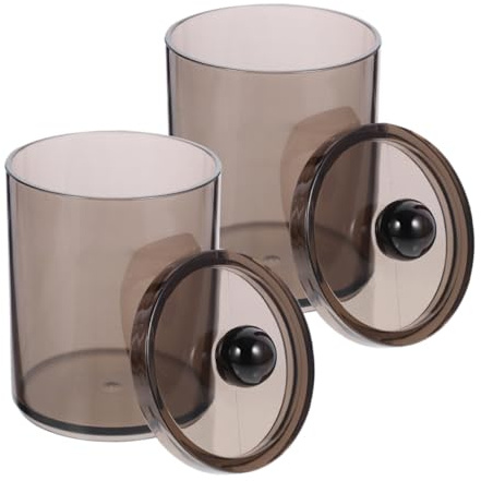 Amosfun 2 piezas Organizador para Hisopos Algodón con Tapa Caja Dispensadora Negra Transparente Resistente para Baño Unidades para Almacenamiento y Fácil Acceso