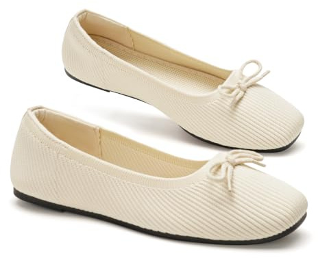 GLAMORA Bailarinas Mujer de Punto, Manoletinas Mujer Cómodas, Zapatos Planos Mujer Flexibles, Bailarinas de Punto Ligero con Lazo, Calzado Cómodo bg-39