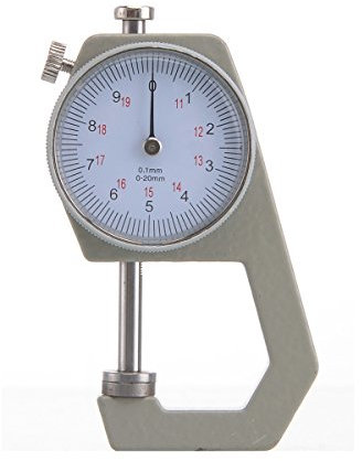 OEM Systems Company - Micrometro a quadrante con calibro da 0-20 mm, per meccanica, per carta e pelle, tascabile, con comparatore di spessore