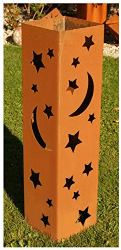 Feuersäule Sternenzauber Edelrost Rost Metall Gartendeko Garten Stele Fackel Feuer Säule