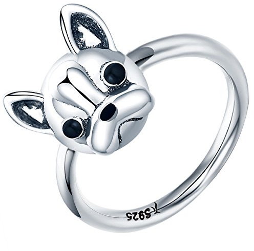 Presentski 925 Sterling Silber Hund Tier Ring Geschenk für Freund den Alltag