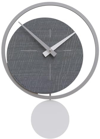 CalleaDesign Orologio a Pendolo Moderno da Parete Design Elegante e Contemporaneo 51x36 cm [Radica Grigia]