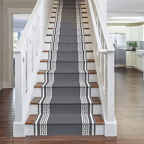runrug Soft & Comfortable Stair Runner - Smooth & Durable Carpet for Stairs - Stain-Resistant, Fade-Resistant - Multiple Sizes - 60cm x 720cm - 9mm Thick - Key, Grey