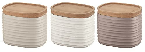 Guzzini - Tierra, Set di 3 Barattoli con Coperchio in Plastica Riciclata - Multicolore, 12.3 x 9.4 x h11cm | 500 cc - 18180252