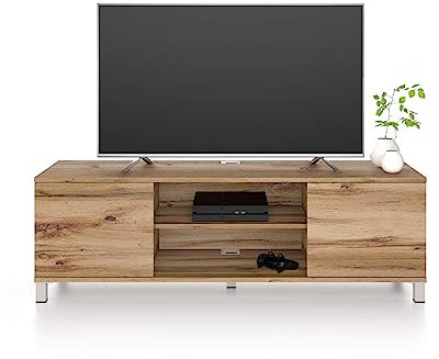 Mobili Fiver, Mobile Porta Tv Rachele, Rovere Rustico, 150 cmx42 cmx48 cm, Mobile Tv moderno per tv fino a 65'', Made in Italy
