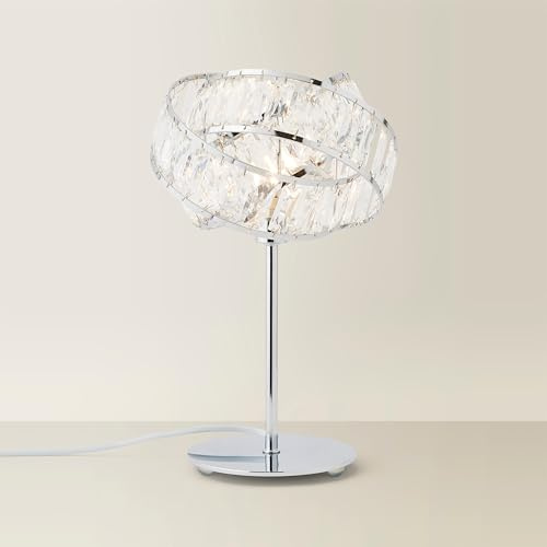 MiniSun | Polished Chrome & Clear Acrylic Jewel Intertwined Rings Design Table Lamp | Table Lamps & Home Improvements Essential