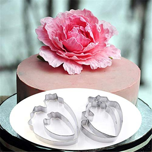 DUBENS Set of 4 Peony Flower Cookie Cutter Set 3D Sugarcraft Fondant Cake Pastry Baking Mould DIY Cake Decorating Tools