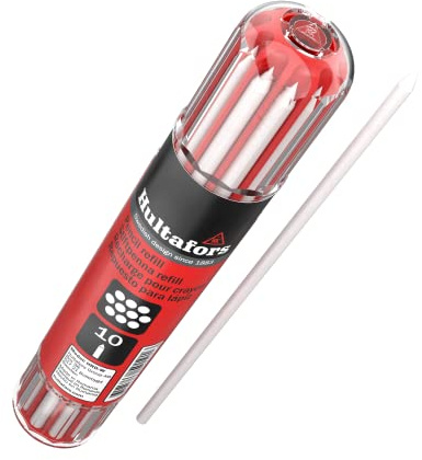 Hultafors Set mine di ricambio per marcatore di profondità bianco 10 pezzi Practico dispenser con fermaglio I Ricambi universali 2,8mm per matita da carpentiere I Ampia gamma di superfici I 650190